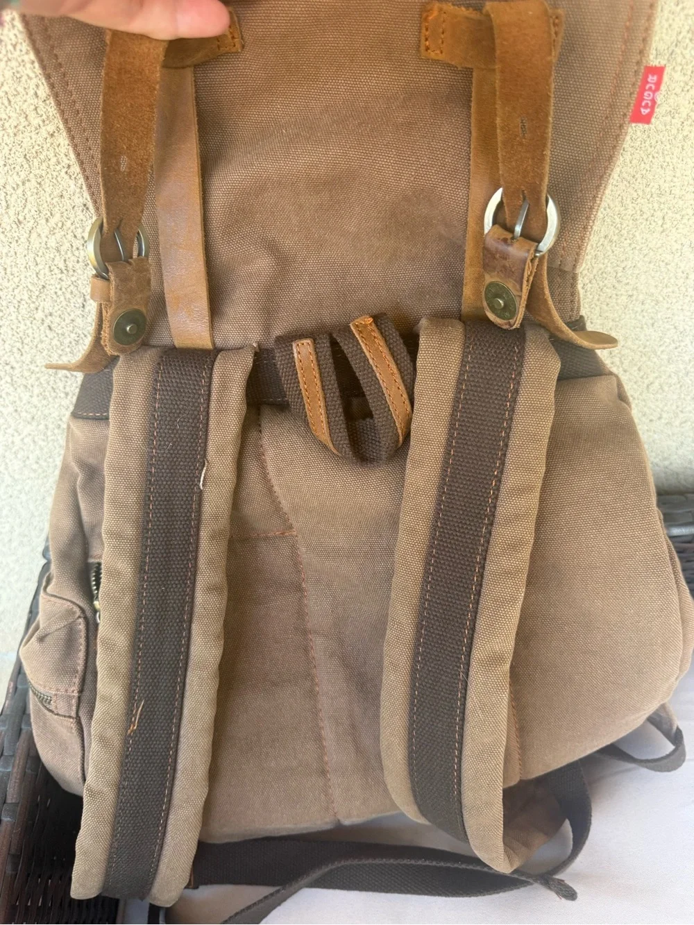 Augur Canvas Drawstring Backpack in Brown